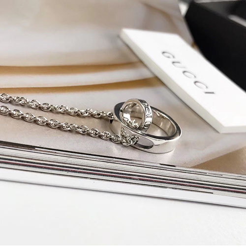 Gucci 구찌 더블링 팬던트 목걸이 실버 50+5㎝ 레플리카 6번 이미지 - 악세사리 | 세미샵 레플리카 사이트