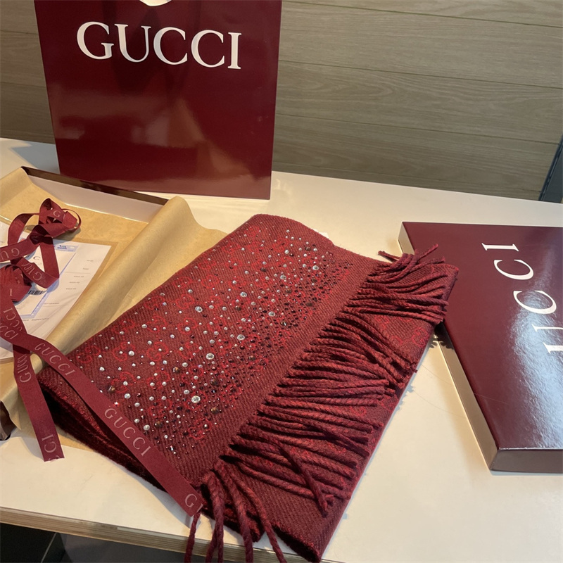 구찌 구찌 보르도 크리스털 장식 GG 울 스카프 레플리카 3번 이미지 - 악세사리 | 세미샵 레플리카 사이트