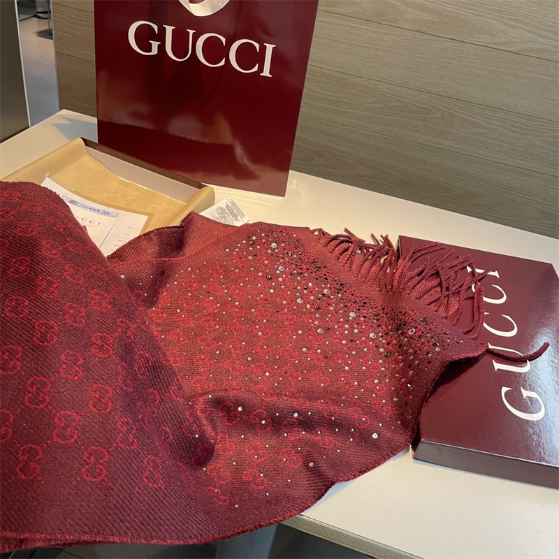구찌 구찌 보르도 크리스털 장식 GG 울 스카프 레플리카 5번 이미지 - 악세사리 | 세미샵 레플리카 사이트