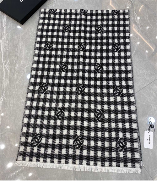 C H A N E L 샤넬 24B CC로고 울 캐시미어 체크 머플러 레플리카 3번 이미지 - 악세사리 | 세미샵 레플리카 사이트