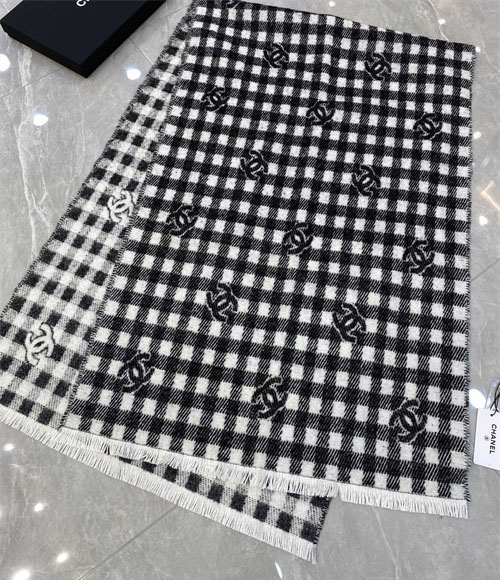 C H A N E L 샤넬 24B CC로고 울 캐시미어 체크 머플러 레플리카 4번 이미지 - 악세사리 | 세미샵 레플리카 사이트