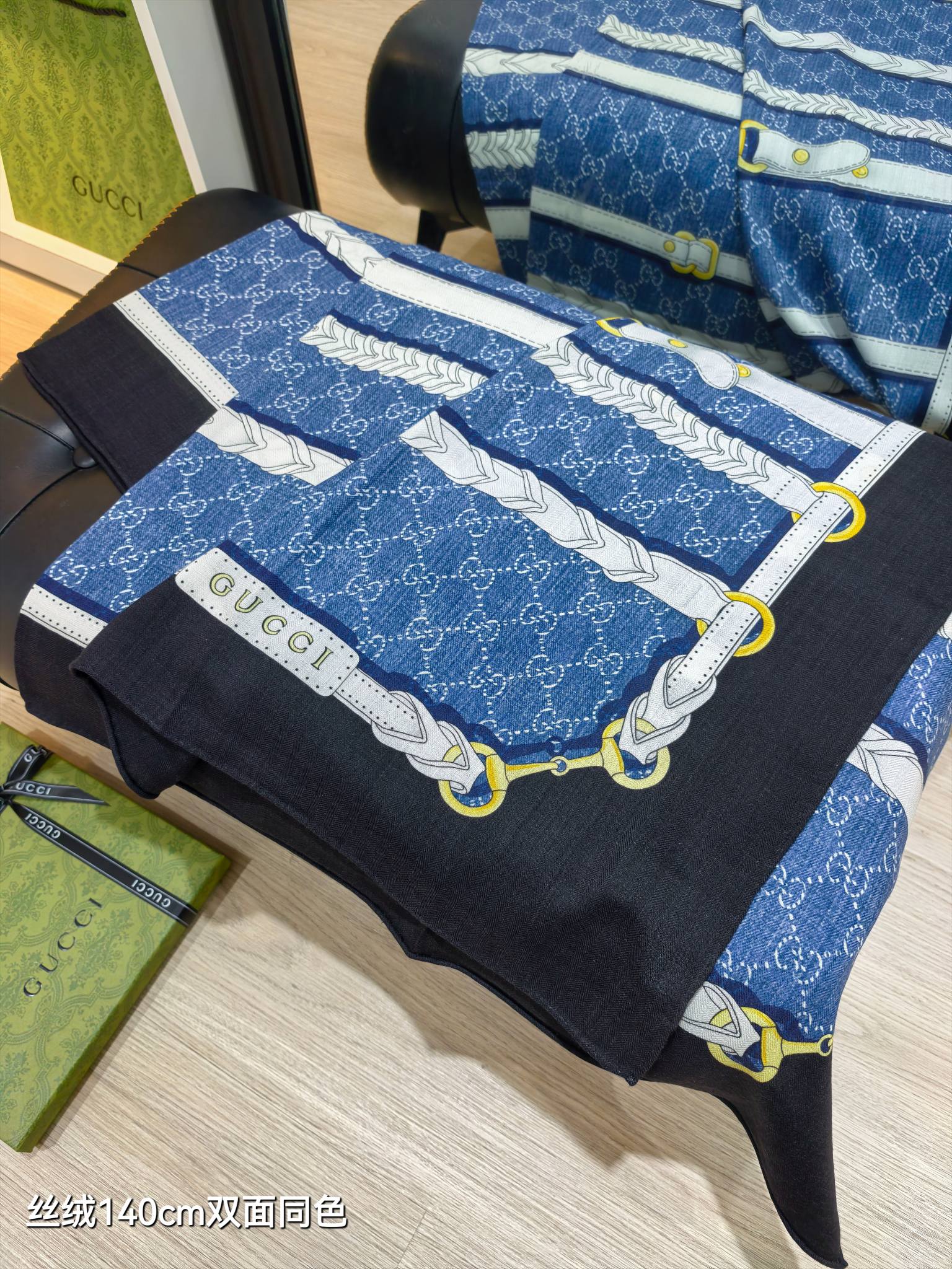 Gucci 구찌 GG 홀스빗 하네스 프린트 실크 울 숄 레플리카 4번 이미지 - 악세사리 | 세미샵 레플리카 사이트