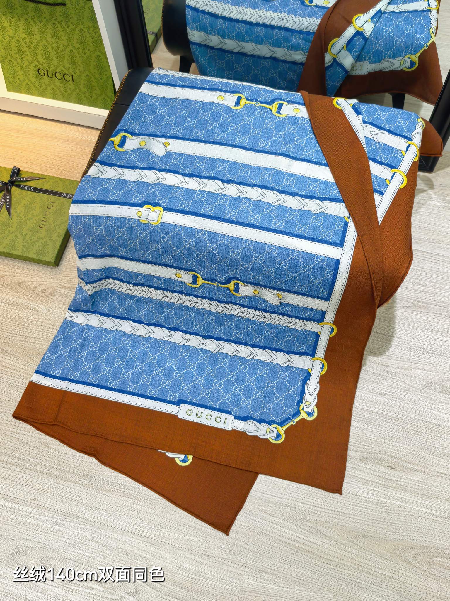 Gucci 구찌 GG 홀스빗 하네스 프린트 실크 울 숄 레플리카 4번 이미지 - 악세사리 | 세미샵 레플리카 사이트