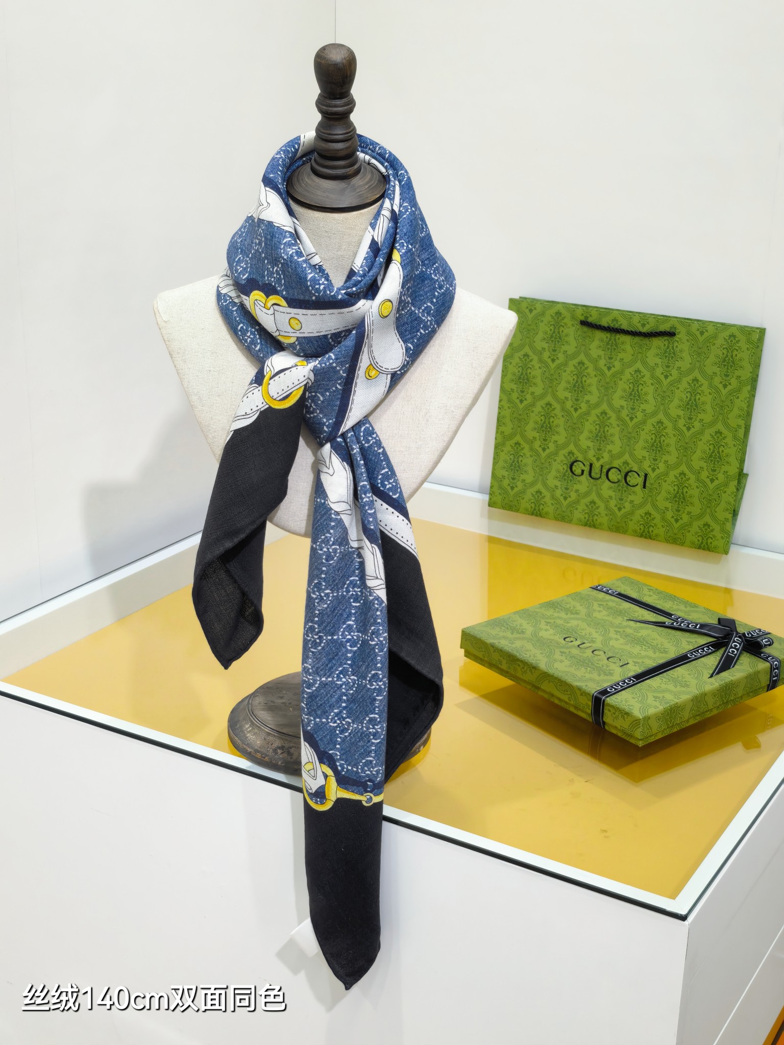 구찌 GG 홀스빗 하네스 프린트 실크 울 숄 7번 이미지