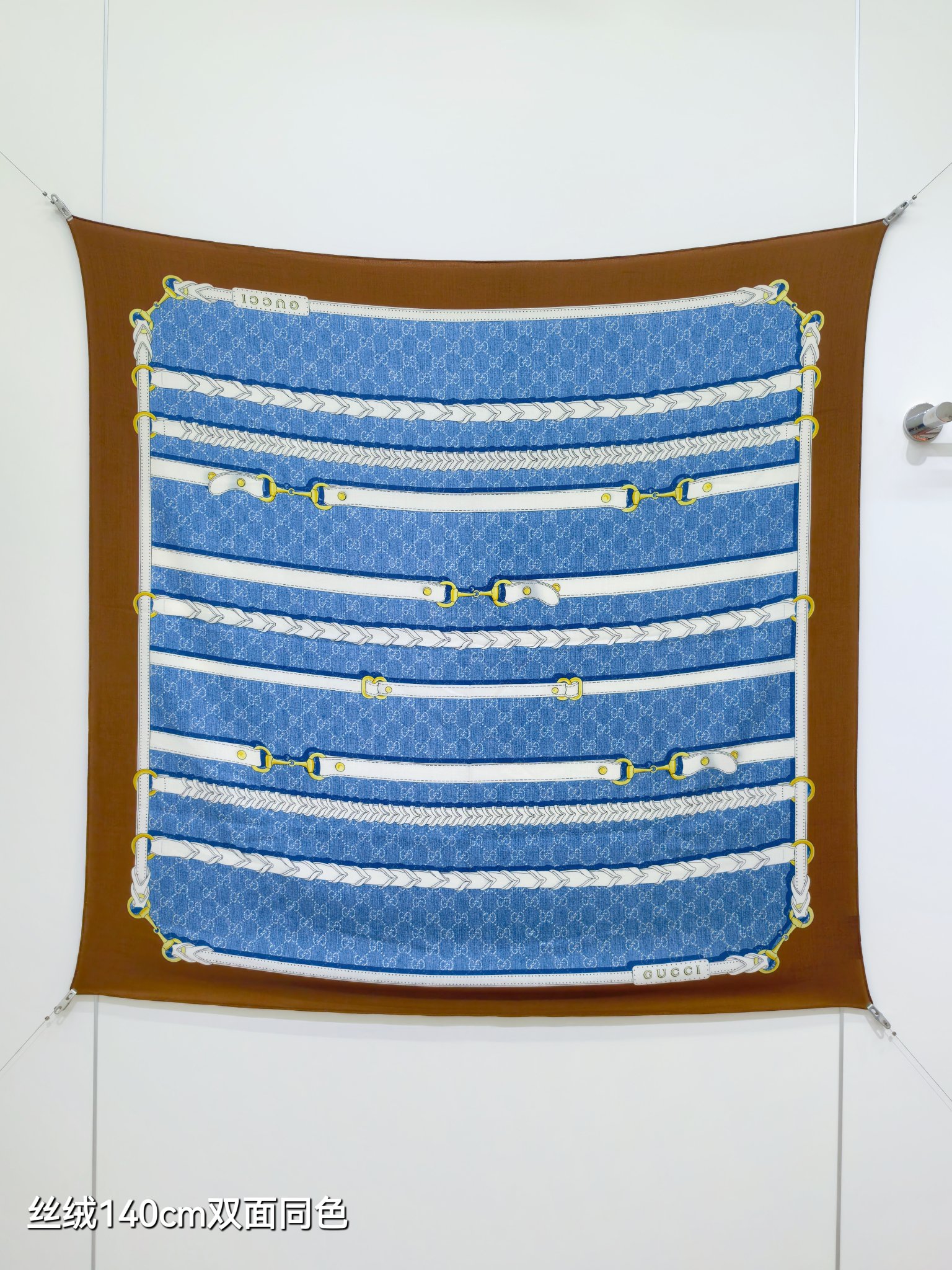 구찌 GG 홀스빗 하네스 프린트 실크 울 숄 1번 이미지