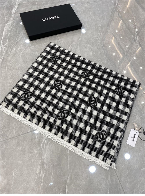 C H A N E L 샤넬 24B CC로고 울 캐시미어 체크 머플러 레플리카 2번 이미지 - 악세사리 | 세미샵 레플리카 사이트