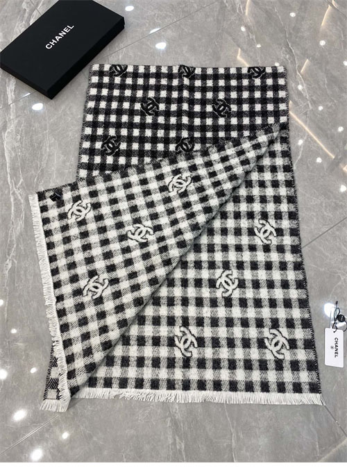C H A N E L 샤넬 24B CC로고 울 캐시미어 체크 머플러 레플리카 5번 이미지 - 악세사리 | 세미샵 레플리카 사이트
