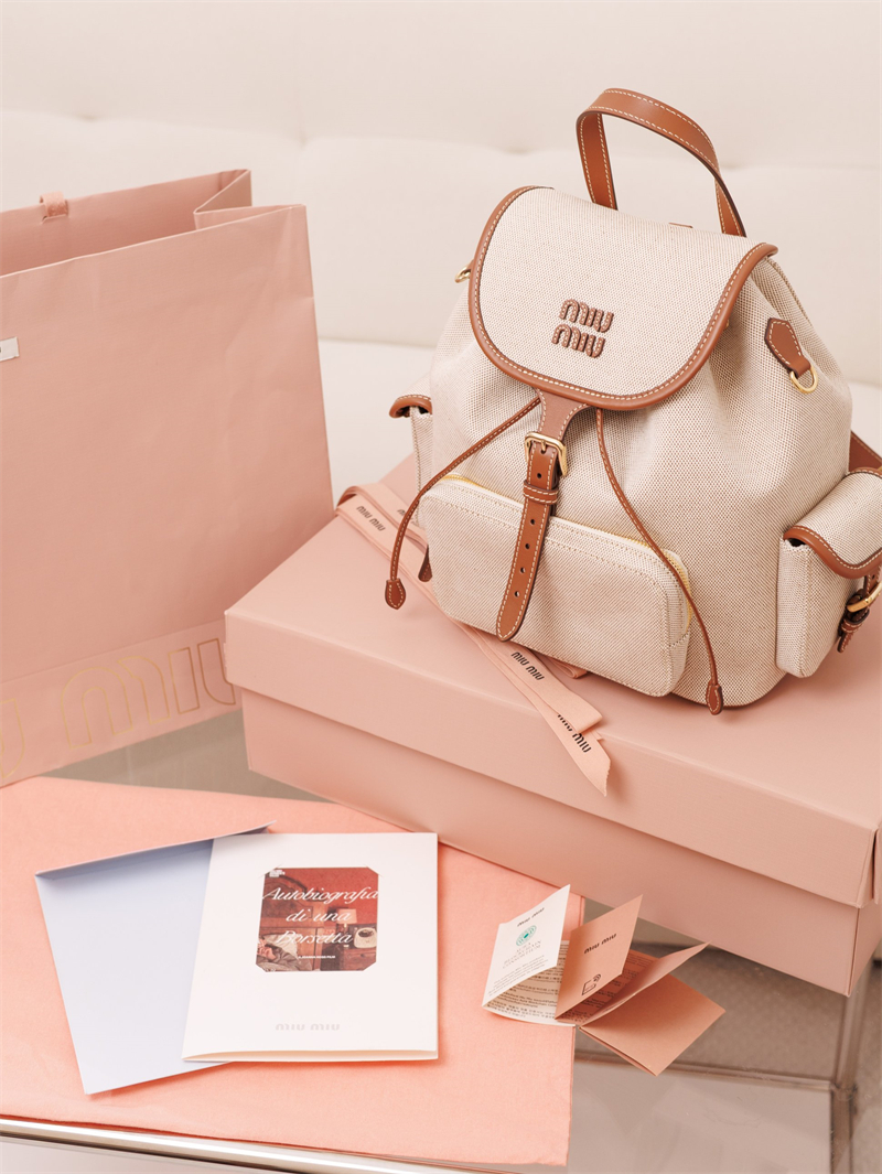 미우미우 미우미우 캔버스 가죽 백팩 라지 5BZ042 레플리카 1번 이미지 - Bag | 세미샵 레플리카 사이트