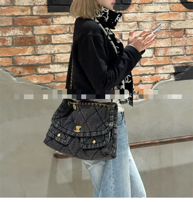 샤넬 샤넬 25K 투포켓 맥시 플랩백 블랙 위시드 데님 레플리카 10번 이미지 - Bag | 세미샵 레플리카 사이트