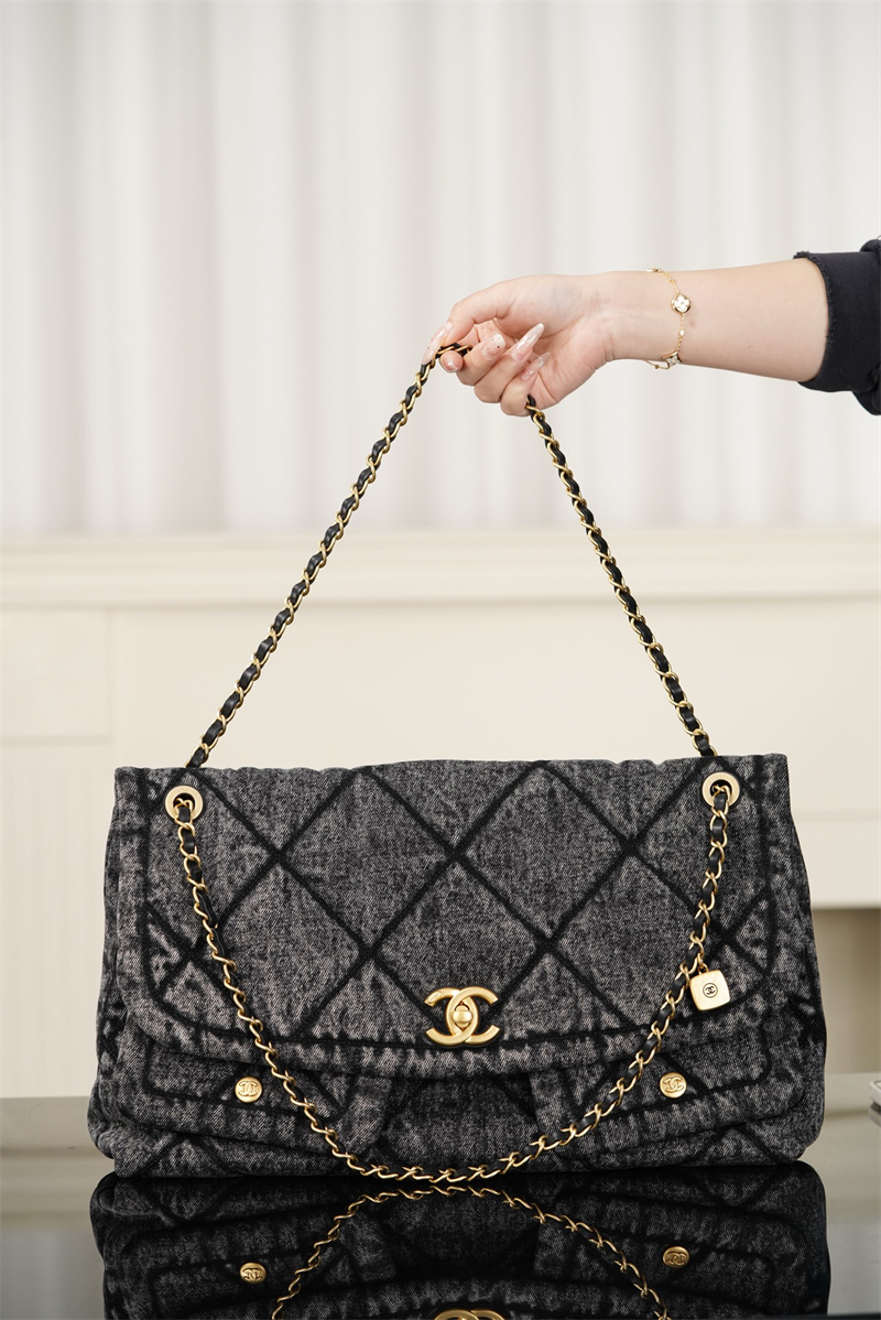 샤넬 샤넬 25K 투포켓 맥시 플랩백 블랙 위시드 데님 레플리카 1번 이미지 - Bag | 세미샵 레플리카 사이트