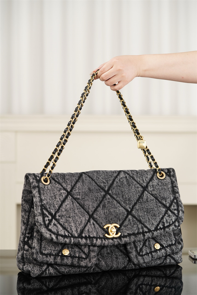 샤넬 샤넬 25K 투포켓 맥시 플랩백 블랙 위시드 데님 레플리카 12번 이미지 - Bag | 세미샵 레플리카 사이트