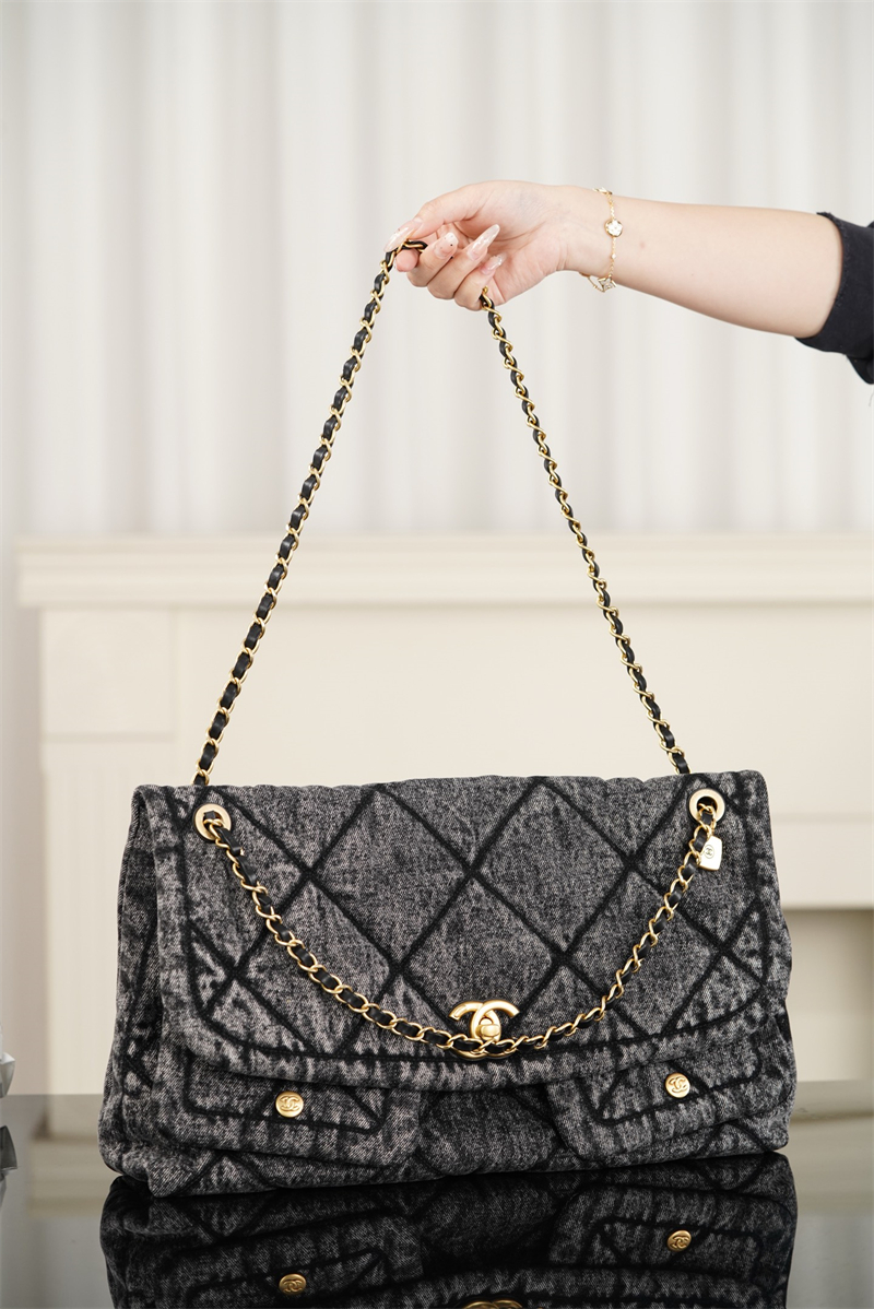 샤넬 샤넬 25K 투포켓 맥시 플랩백 블랙 위시드 데님 레플리카 16번 이미지 - Bag | 세미샵 레플리카 사이트