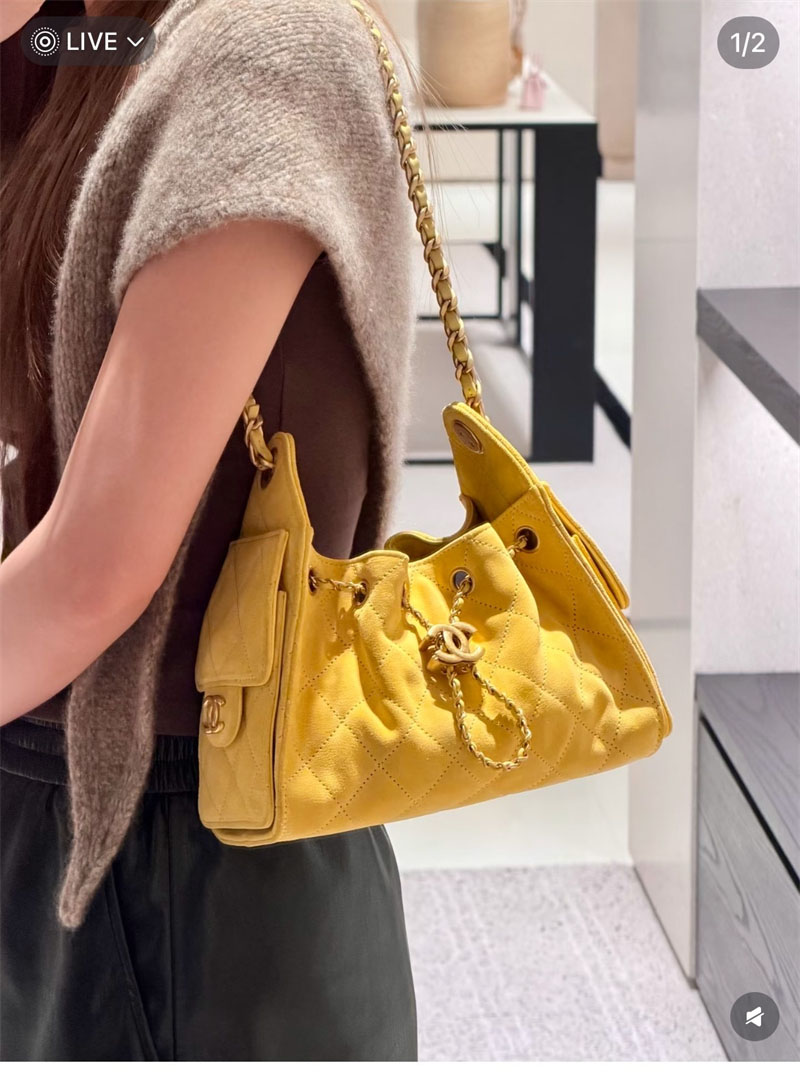 샤넬 샤넬 26C 25 미니 백 스웨이드 카프스킨 골드메탈 옐로우 레플리카 12번 이미지 - Bag | 세미샵 레플리카 사이트