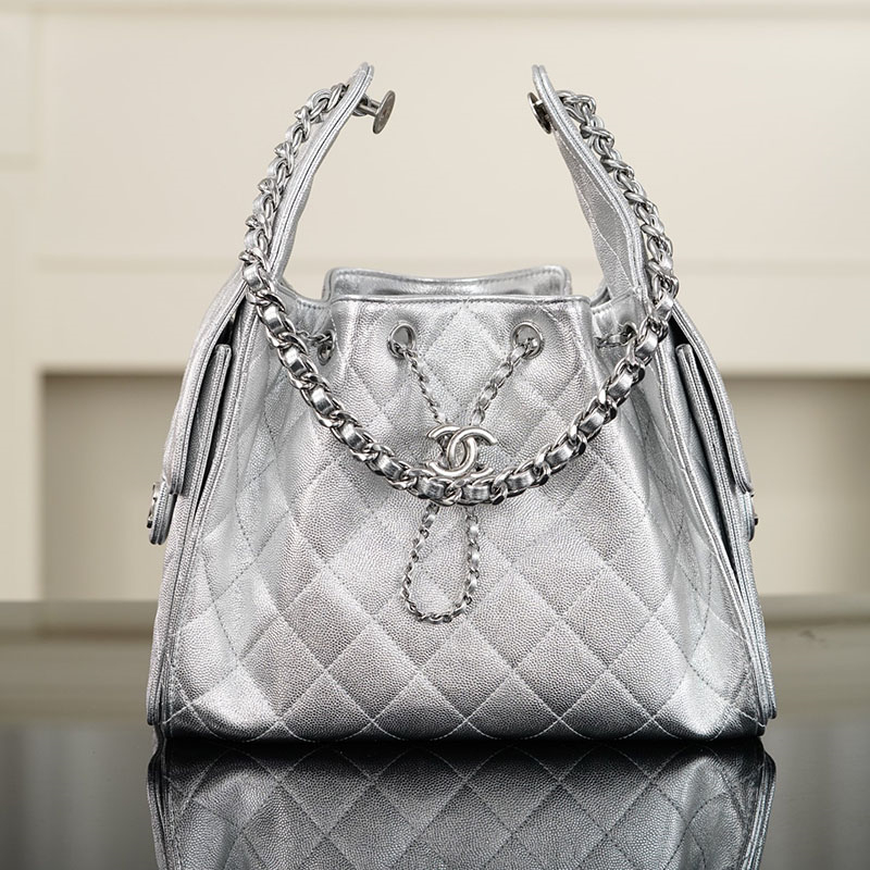 샤넬 샤넬 26C 25 스몰 핸드백 실버 메탈릭 그레인드 카프스킨 레플리카 13번 이미지 - Bag | 세미샵 레플리카 사이트