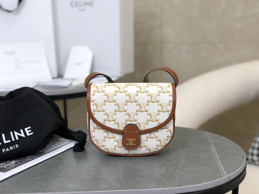 Celine Mini Besace Triomphe Canvas and Calfskin