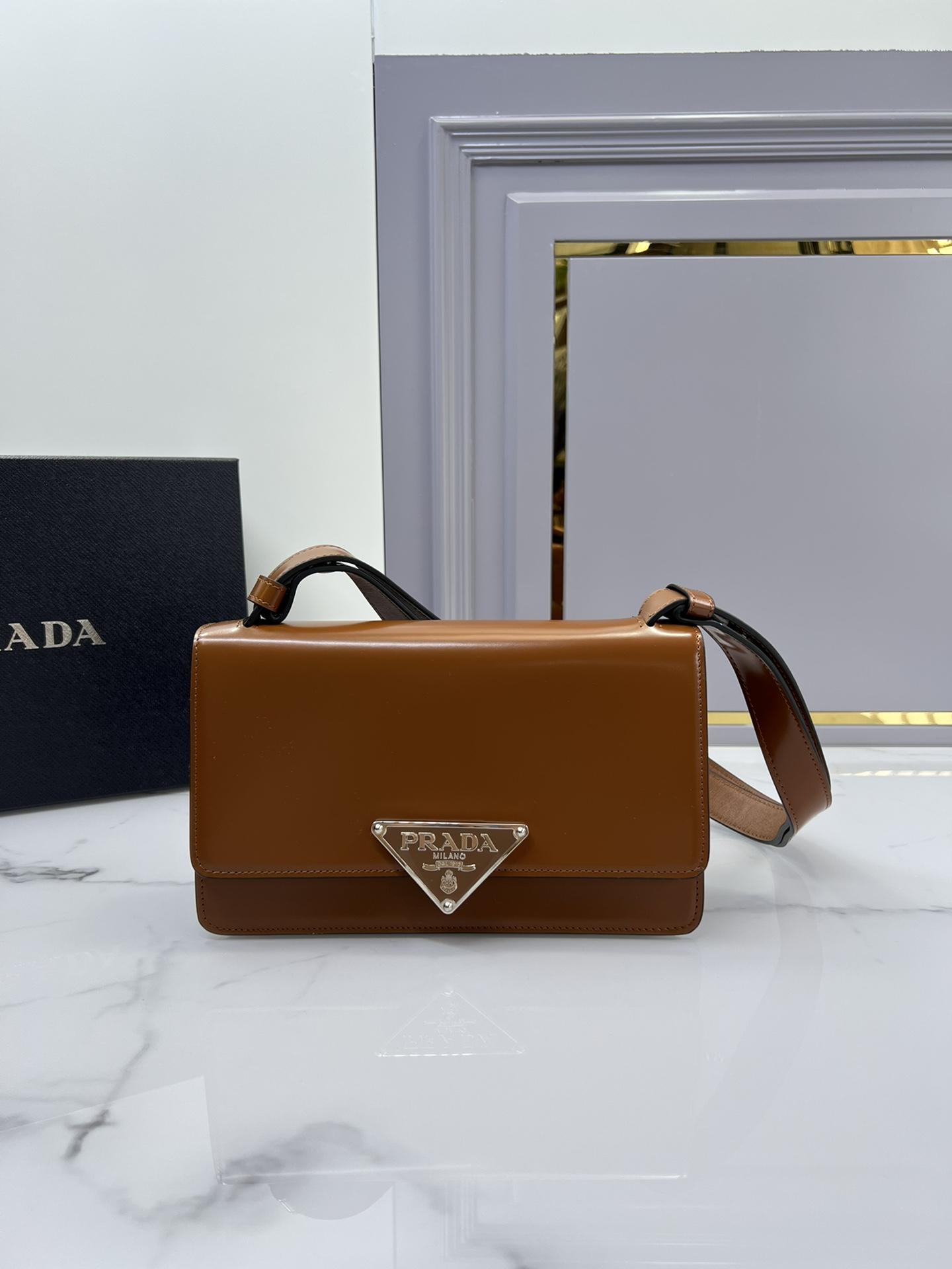 Prada Emblem Brushed Leather Bag