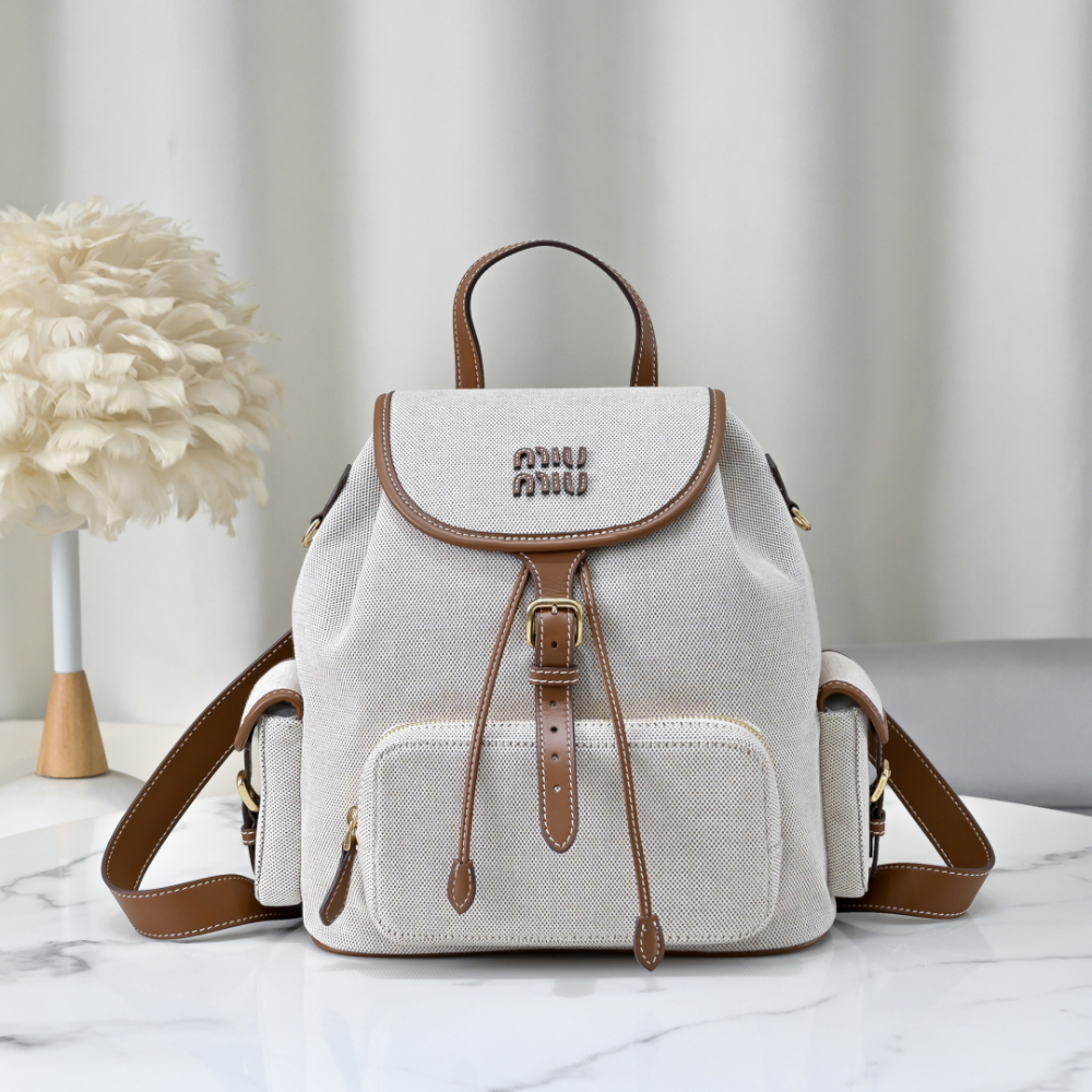 Miu Miu Canvas And Leather Backpack