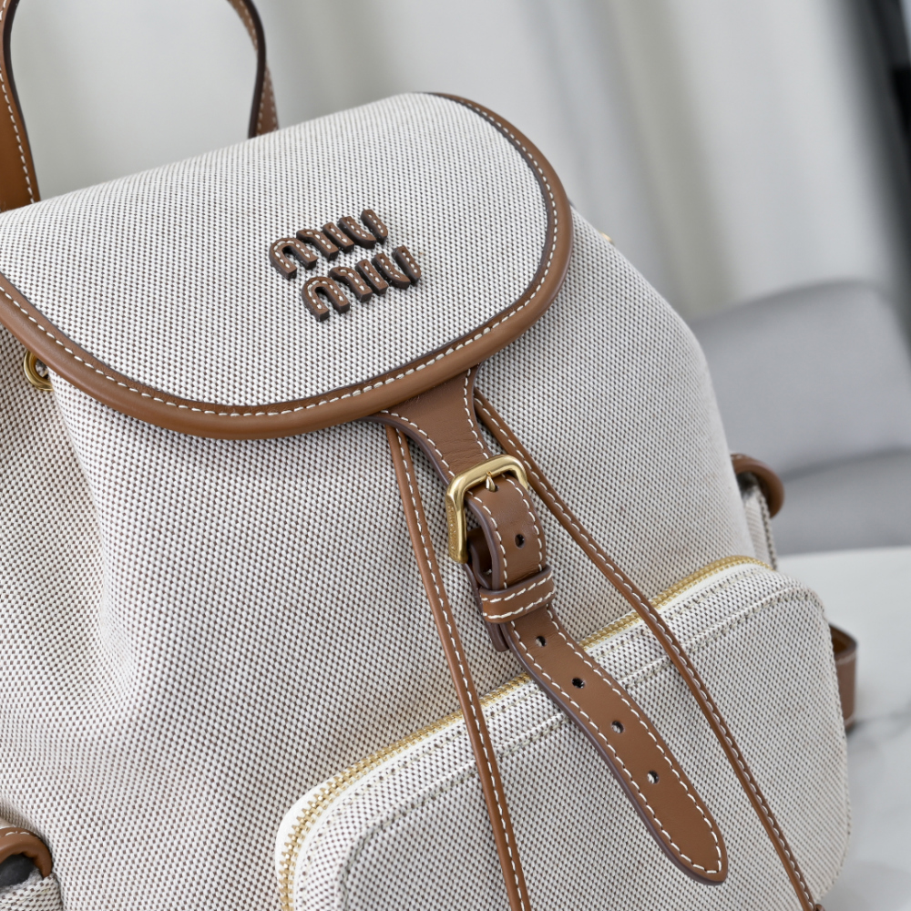 Miu Miu Miu Miu Canvas And Leather Backpack 레플리카 5번 이미지 - Bag | 세미샵 레플리카 사이트