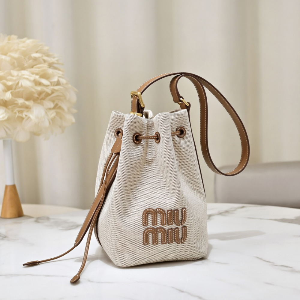 Miu Miu Canvas Leather Bucket