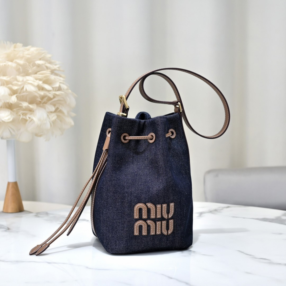 Miu Miu Denim Leather Bucket