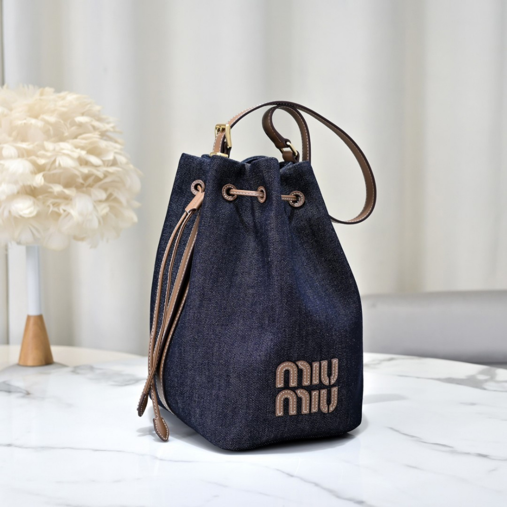 Miu Miu Miu Miu Denim Leather Bucket 레플리카 1번 이미지 - Bag | 세미샵 레플리카 사이트