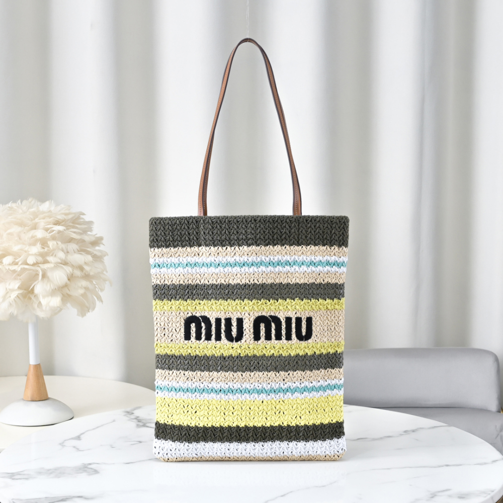 Miu Miu Raffia Woven Tote