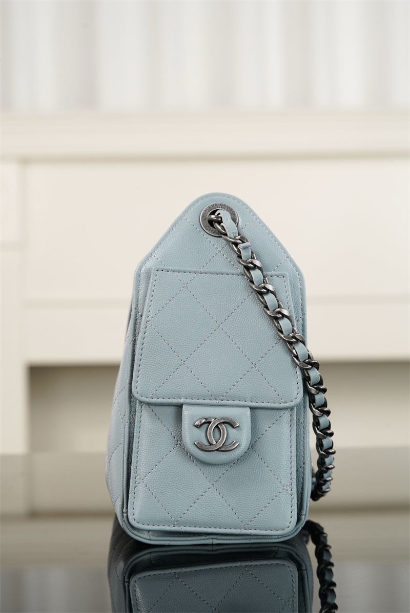 샤넬 샤넬 26C 25 미니 호보 백 그레인드 카프스킨 골드 메탈 라이트 블루 레플리카 5번 이미지 - Bag | 세미샵 레플리카 사이트