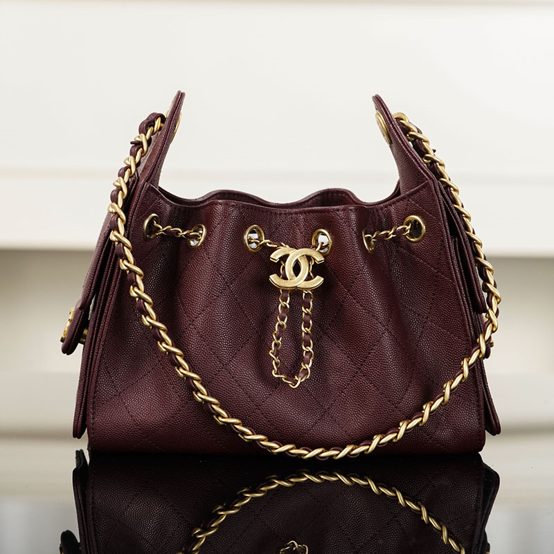 샤넬 샤넬 26C 25 미니 호보 백 그레인드 카프스킨 골드 메탈 버건디 레플리카 5번 이미지 - Bag | 세미샵 레플리카 사이트