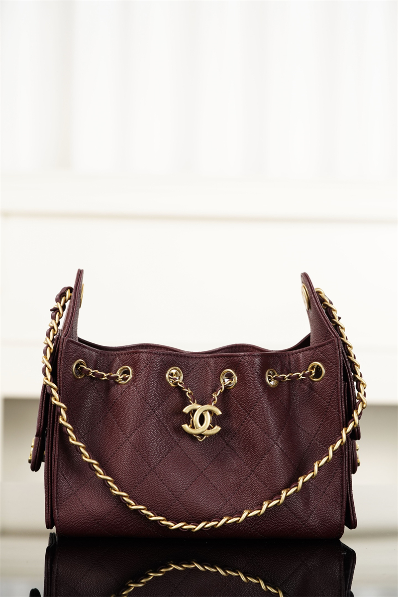 샤넬 샤넬 26C 25 미니 호보 백 그레인드 카프스킨 골드 메탈 버건디 레플리카 7번 이미지 - Bag | 세미샵 레플리카 사이트