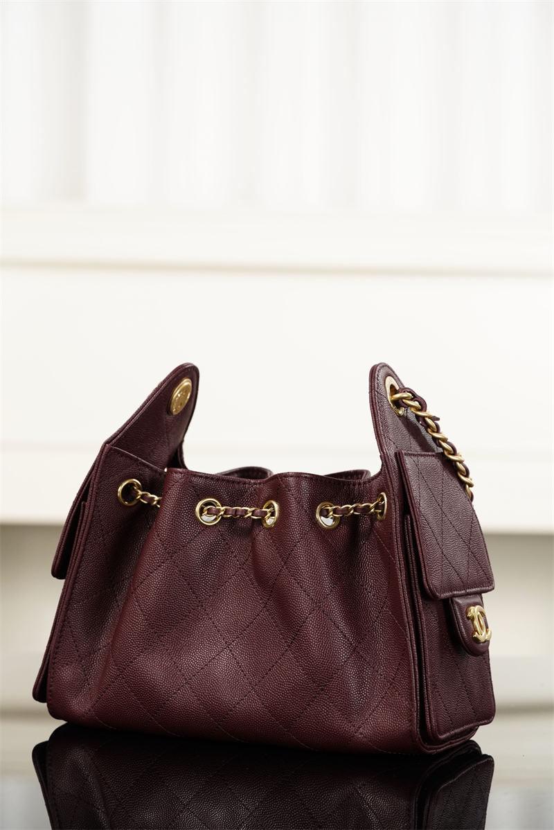 샤넬 샤넬 26C 25 미니 호보 백 그레인드 카프스킨 골드 메탈 버건디 레플리카 1번 이미지 - Bag | 세미샵 레플리카 사이트