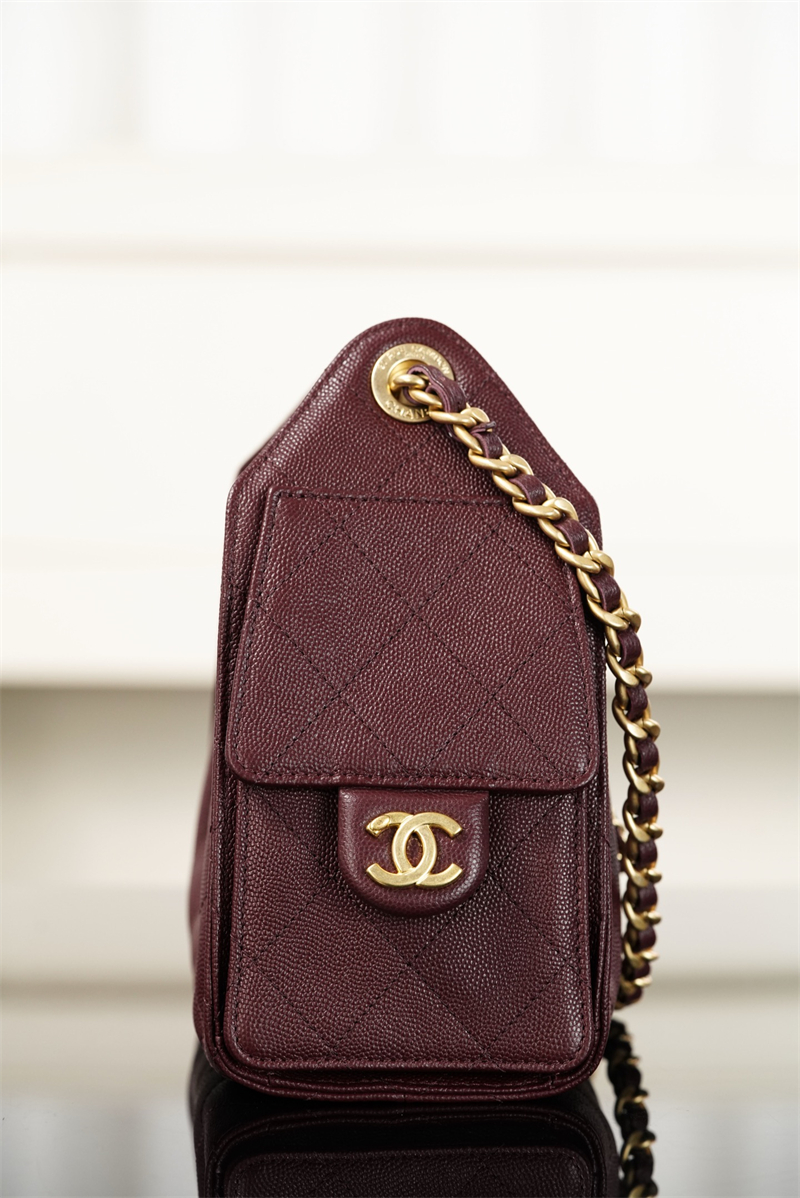 샤넬 샤넬 26C 25 미니 호보 백 그레인드 카프스킨 골드 메탈 버건디 레플리카 8번 이미지 - Bag | 세미샵 레플리카 사이트