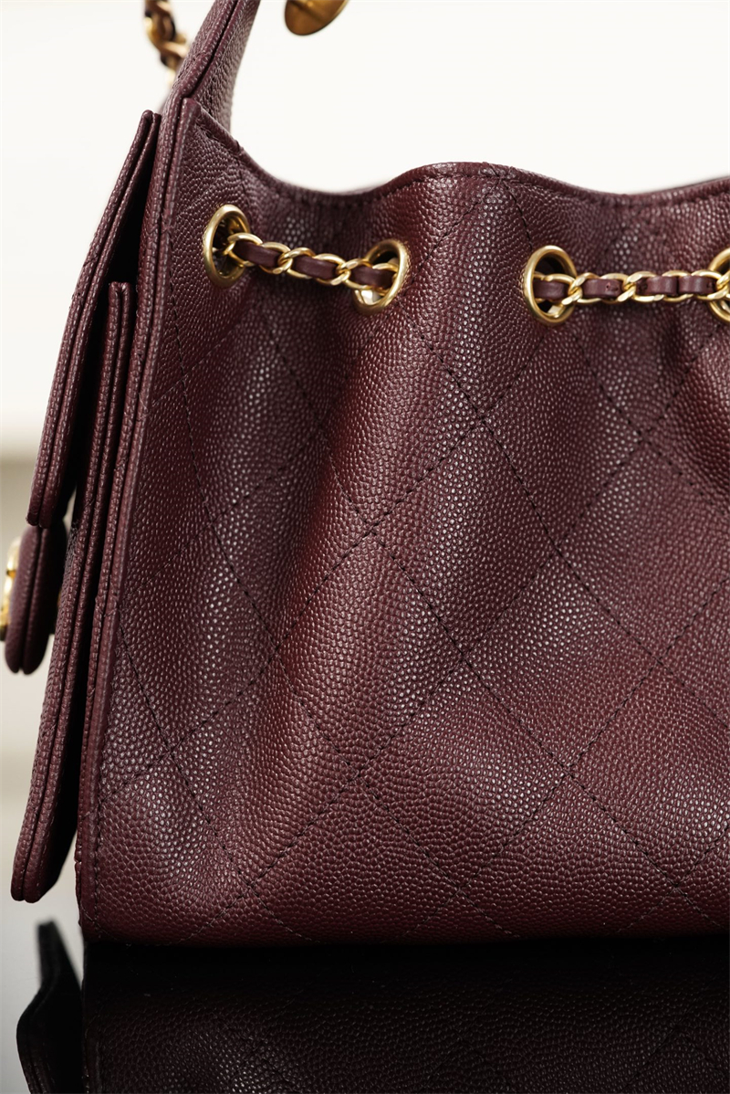 샤넬 샤넬 26C 25 미니 호보 백 그레인드 카프스킨 골드 메탈 버건디 레플리카 17번 이미지 - Bag | 세미샵 레플리카 사이트