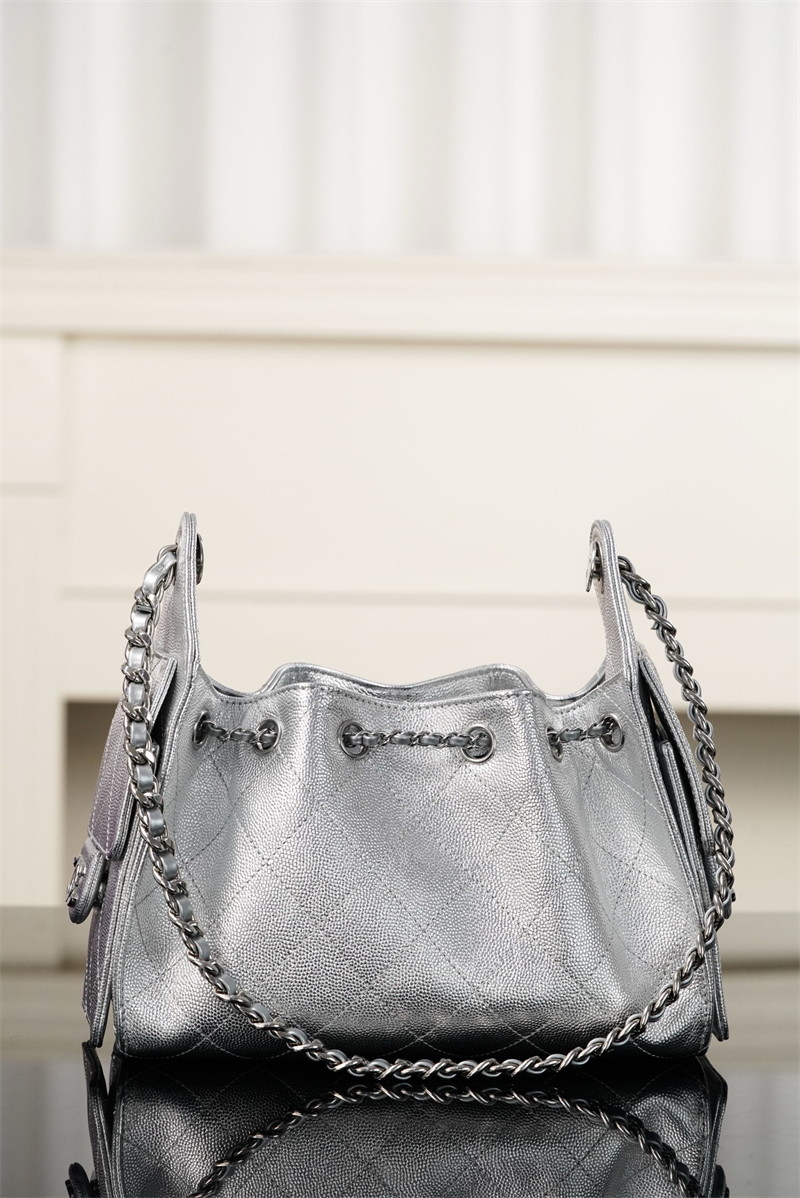 샤넬 샤넬 26C 25 미니 호보 백 그레인드 카프스킨 골드 메탈 실버 레플리카 7번 이미지 - Bag | 세미샵 레플리카 사이트