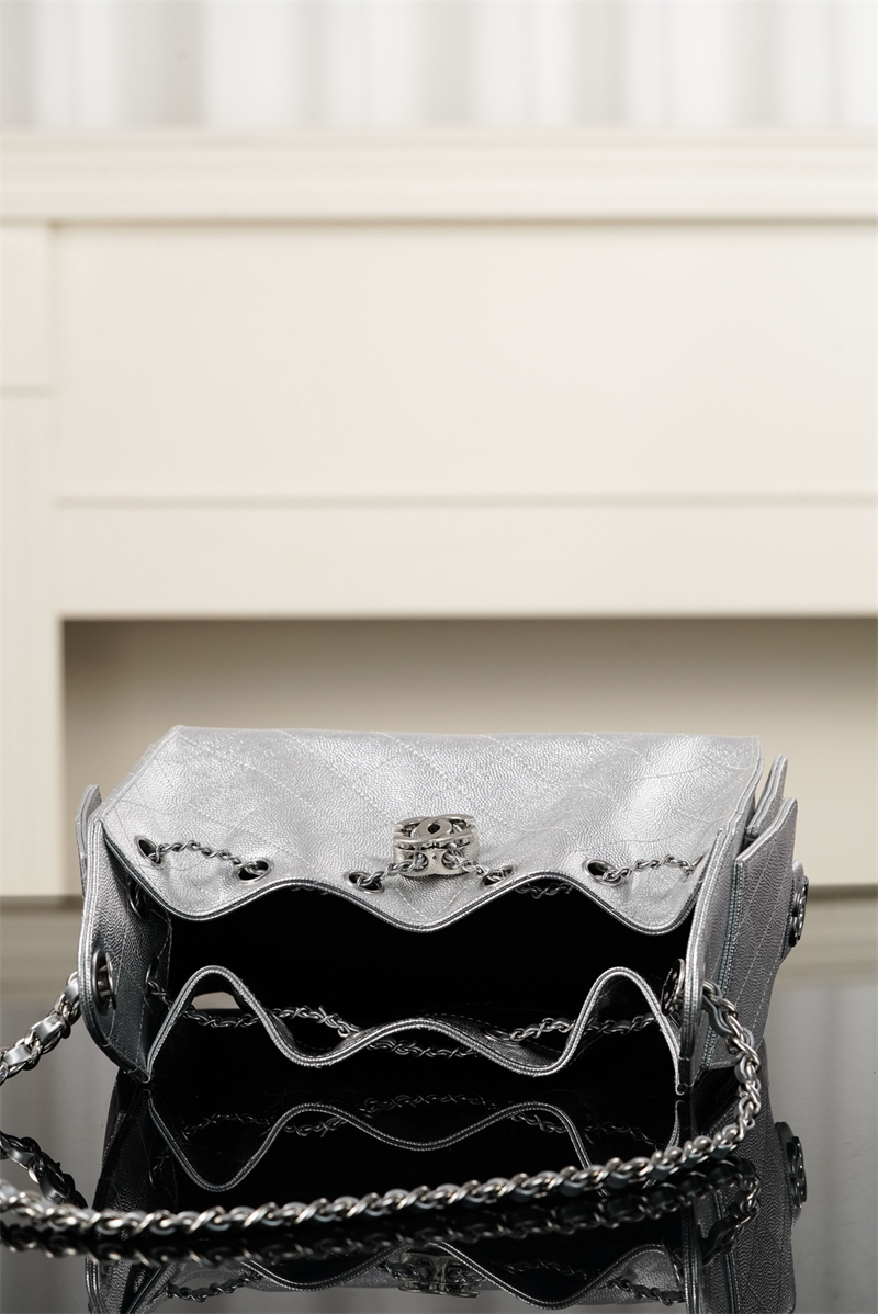 샤넬 샤넬 26C 25 미니 호보 백 그레인드 카프스킨 골드 메탈 실버 레플리카 8번 이미지 - Bag | 세미샵 레플리카 사이트