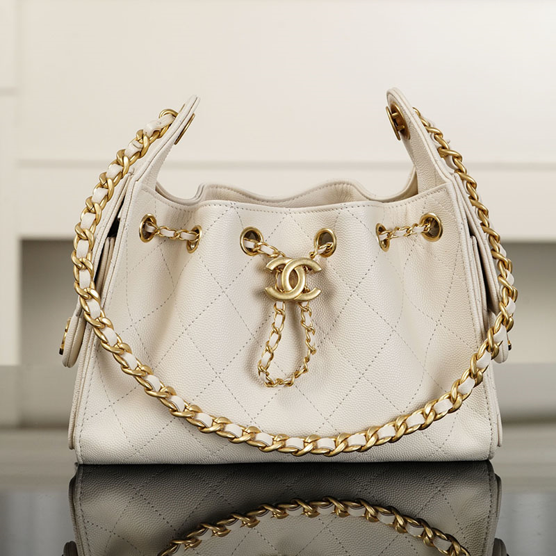 샤넬 샤넬 26C 25 미니 호보 백 그레인드 카프스킨 골드 메탈 화이트 레플리카 15번 이미지 - Bag | 세미샵 레플리카 사이트