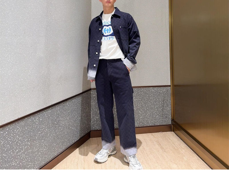 Gucci 구찌 블리치 그라데이션 블리치 GG 코튼 데님 자카드 셔츠 레플리카 3번 이미지 - 의류 | 세미샵 레플리카 사이트