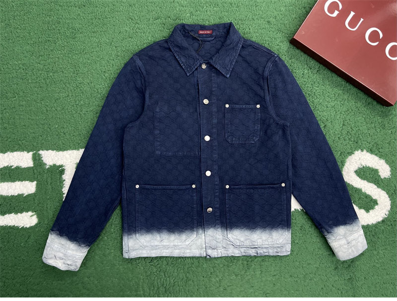 Gucci 구찌 블리치 그라데이션 블리치 GG 코튼 데님 자카드 셔츠 레플리카 5번 이미지 - 의류 | 세미샵 레플리카 사이트