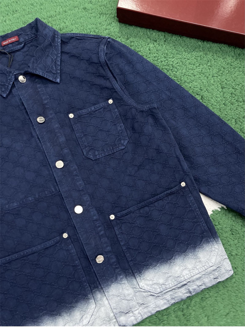 Gucci 구찌 블리치 그라데이션 블리치 GG 코튼 데님 자카드 셔츠 레플리카 7번 이미지 - 의류 | 세미샵 레플리카 사이트