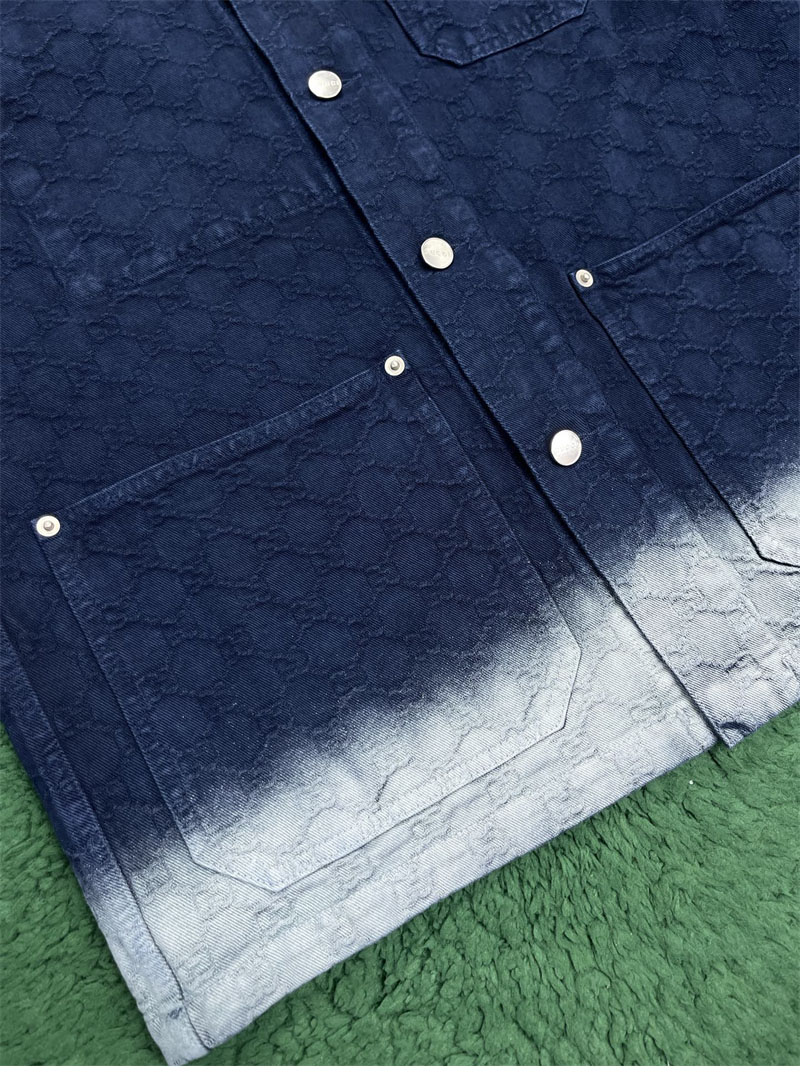 Gucci 구찌 블리치 그라데이션 블리치 GG 코튼 데님 자카드 셔츠 레플리카 8번 이미지 - 의류 | 세미샵 레플리카 사이트