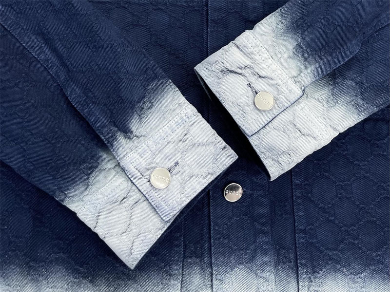 Gucci 구찌 블리치 그라데이션 블리치 GG 코튼 데님 자카드 셔츠 레플리카 10번 이미지 - 의류 | 세미샵 레플리카 사이트