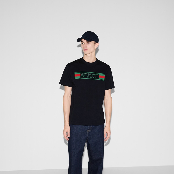 Gucci 구찌 웹배너 프린트 코튼 저지 티셔츠 레플리카 5번 이미지 - 의류 | 세미샵 레플리카 사이트