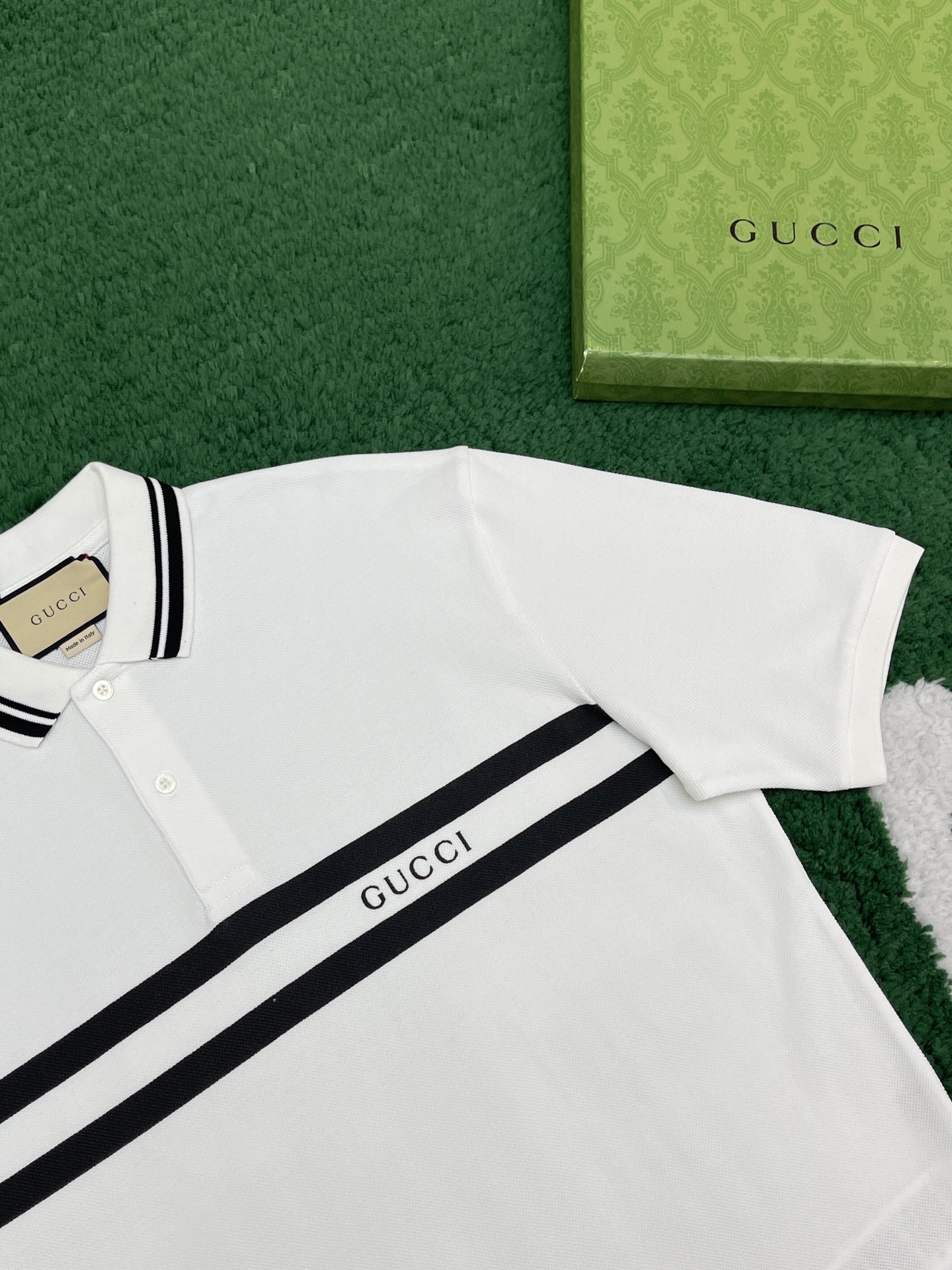 Gucci 구찌 24SS 화이트 로고 코튼 블렌드 PK 폴로 반팔 티셔츠 화이트 레플리카 9번 이미지 - 의류 | 세미샵 레플리카 사이트