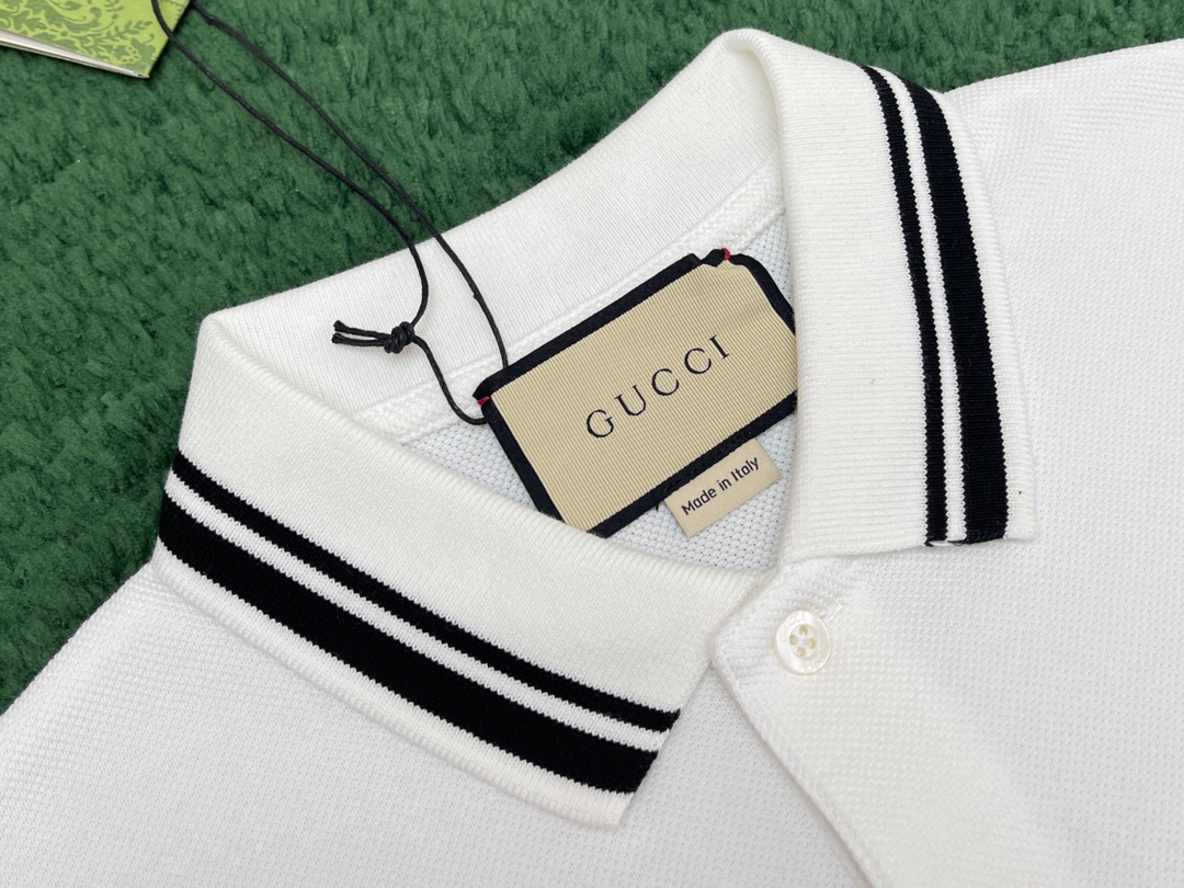 Gucci 구찌 24SS 화이트 로고 코튼 블렌드 PK 폴로 반팔 티셔츠 화이트 레플리카 10번 이미지 - 의류 | 세미샵 레플리카 사이트