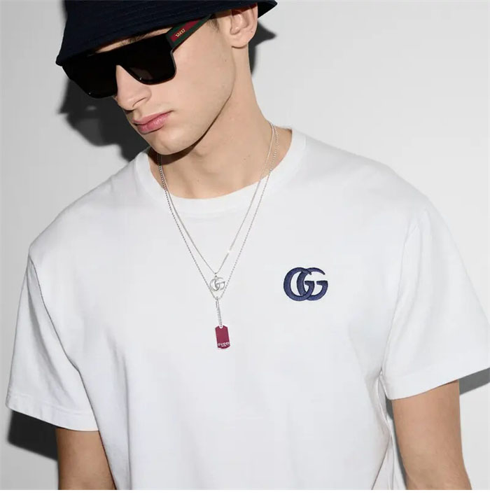 Gucci 구찌 GG 자수 코튼 저지 반팔 티셔츠 레플리카 2번 이미지 - 의류 | 세미샵 레플리카 사이트