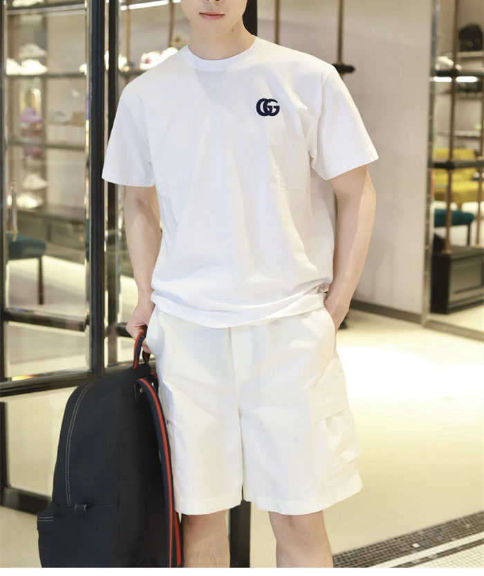 Gucci 구찌 GG 자수 코튼 저지 반팔 티셔츠 레플리카 3번 이미지 - 의류 | 세미샵 레플리카 사이트