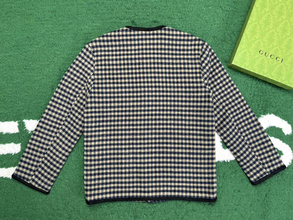 Gucci 24SS구찌 인터로킹 G 울 깅엄 체크 재킷 블랙 레플리카 4번 이미지 - 의류 | 세미샵 레플리카 사이트