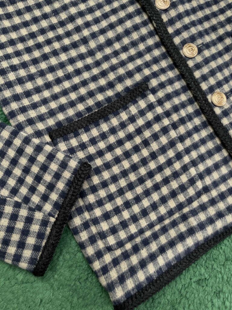 Gucci 24SS구찌 인터로킹 G 울 깅엄 체크 재킷 블랙 레플리카 9번 이미지 - 의류 | 세미샵 레플리카 사이트