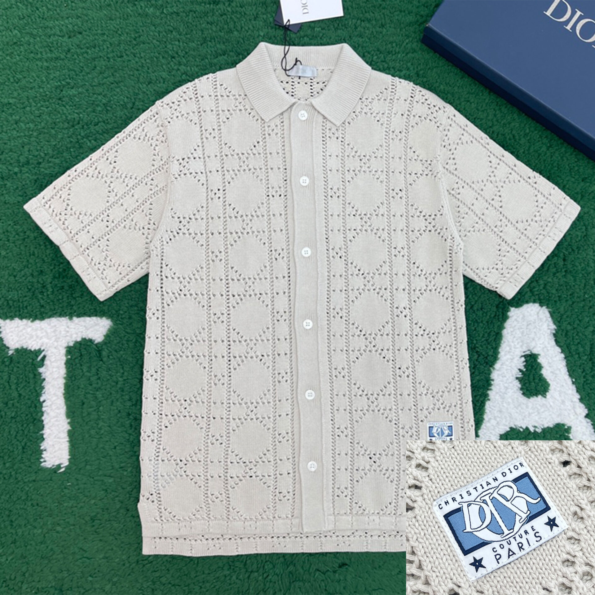 D I O R 디올 까나쥬 크로셰 니트 반소매 셔츠 “2COLOR” 레플리카 1번 이미지 - 의류 | 세미샵 레플리카 사이트