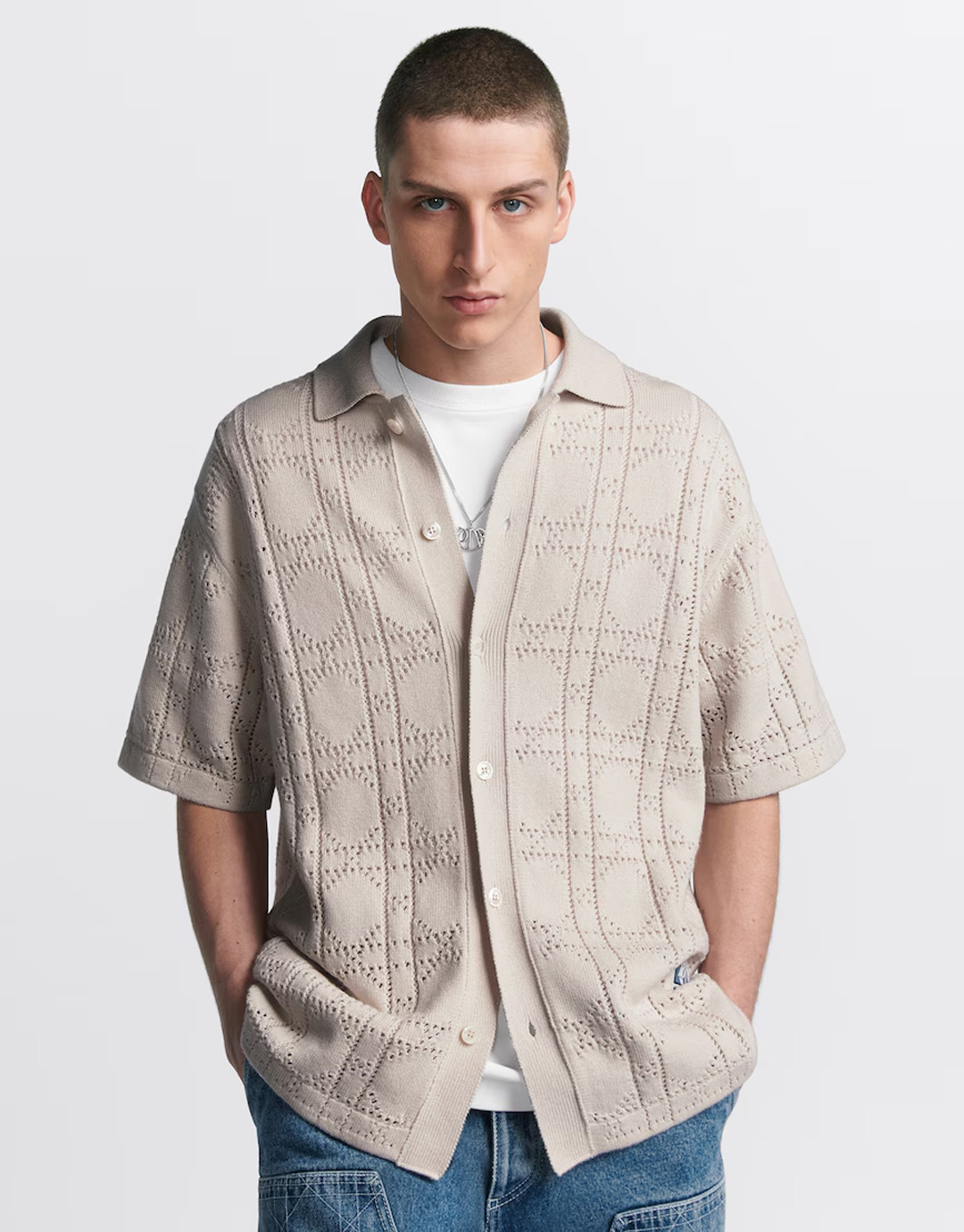 D I O R 디올 까나쥬 크로셰 니트 반소매 셔츠 “2COLOR” 레플리카 2번 이미지 - 의류 | 세미샵 레플리카 사이트