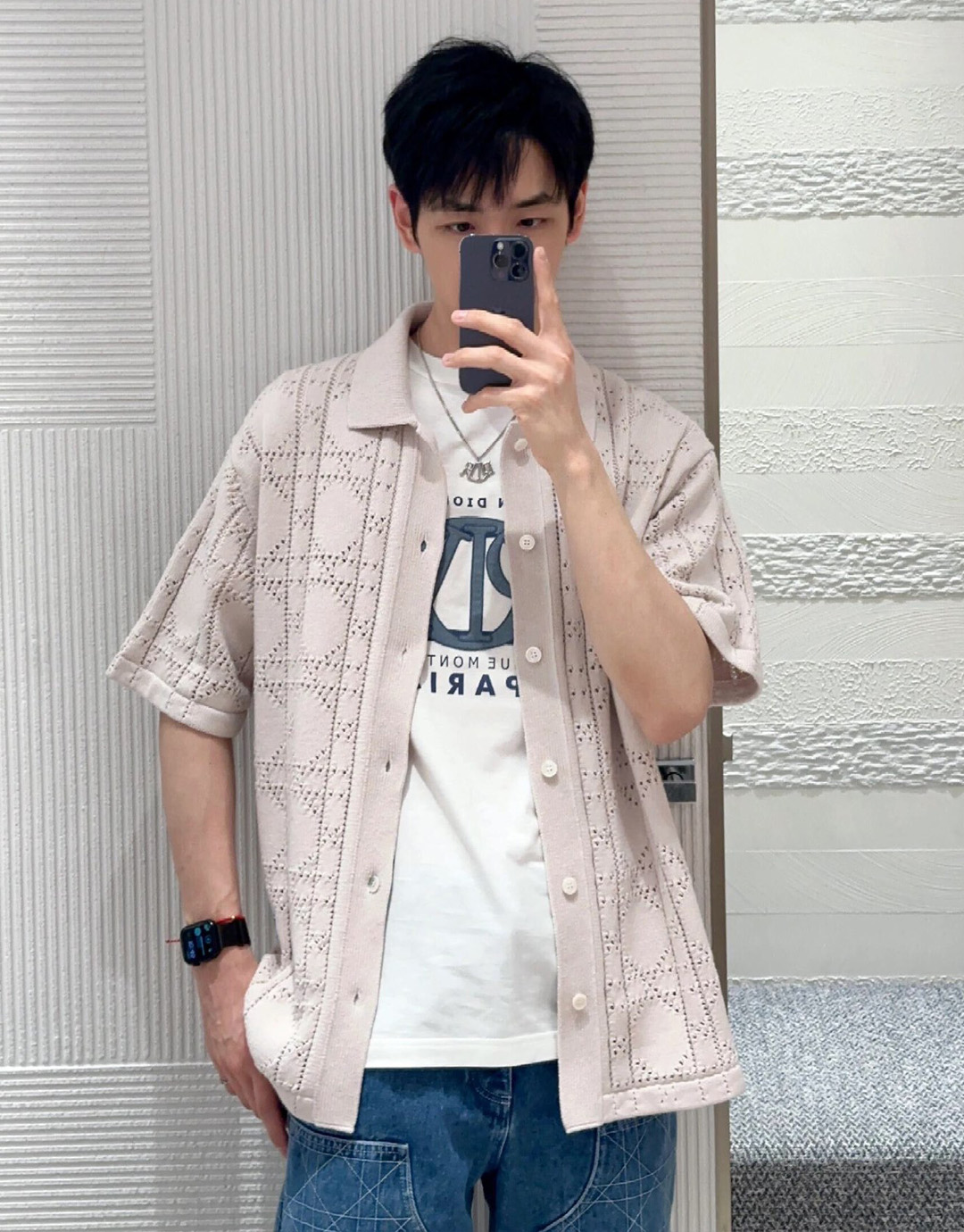 D I O R 디올 까나쥬 크로셰 니트 반소매 셔츠 “2COLOR” 레플리카 3번 이미지 - 의류 | 세미샵 레플리카 사이트